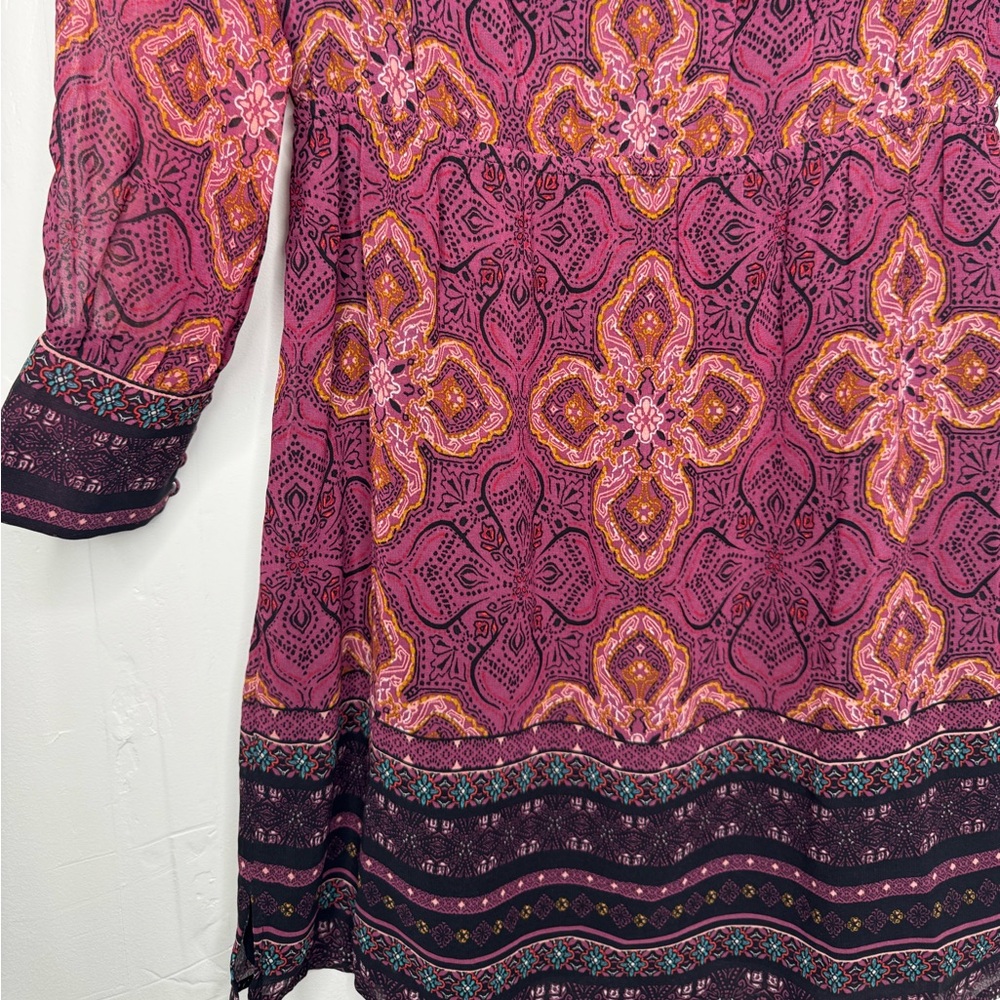 Maeve Meredith printed mini dress in maroon women's XS boho western hippie - Picture 5 of 10